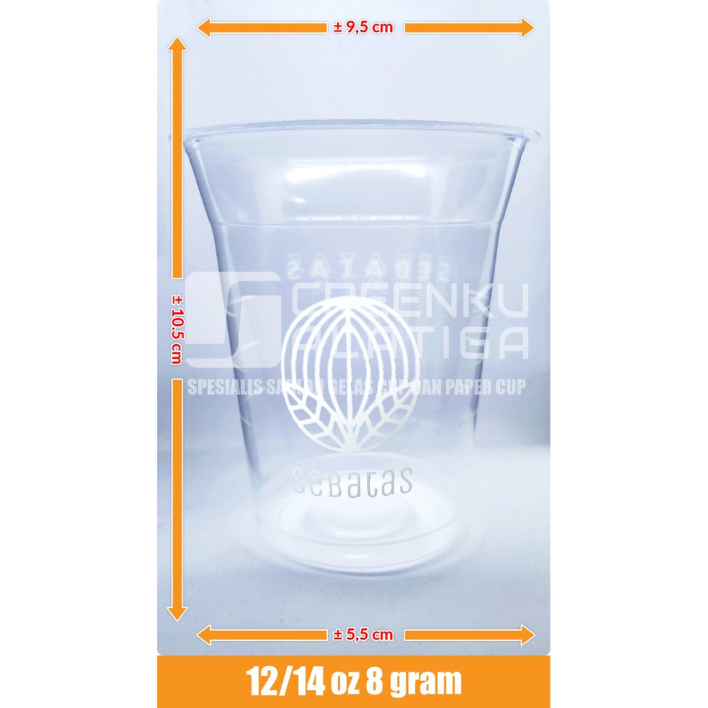 Sablon Gelas Cup Plastik 12/14 OZ  16/18 OZ 8 Gram SA