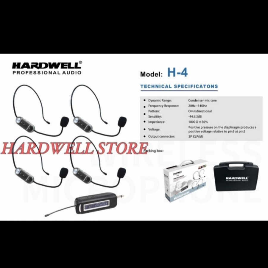 Mic Wireless Bando HARDWELL H4 Buat Zoom Meeting 4 Microphone Karaoke