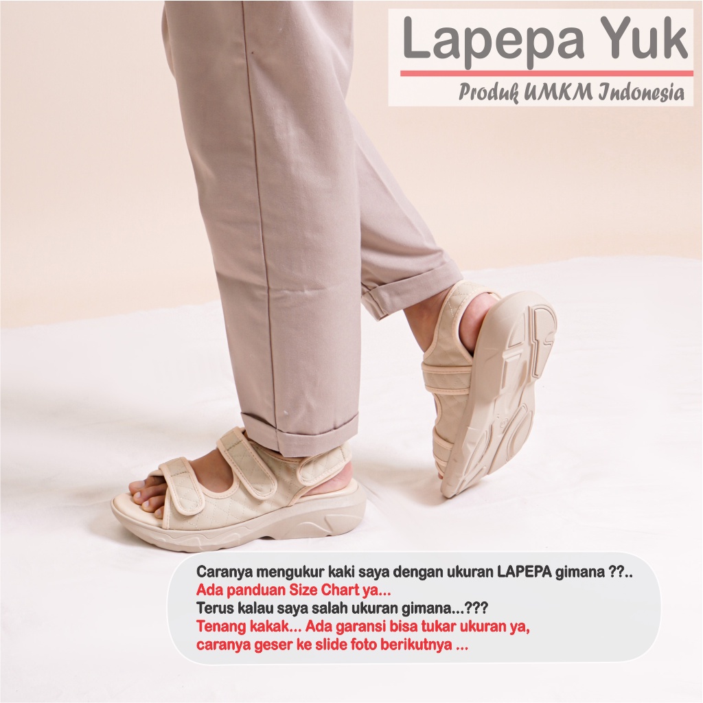 LAPEPA YUK -  Sepatu Sandal Wanita Casual Wedges ZAHRA Model Ban dua Strap Tali belakang Hak Tinggi Sole 4 cm Sendal Gunung Gladiator Korean Style Kasual Size 36 37 38 39 40 Warna Cream Krem Soft Terbaru Shoes Ori Original Mall Official Store