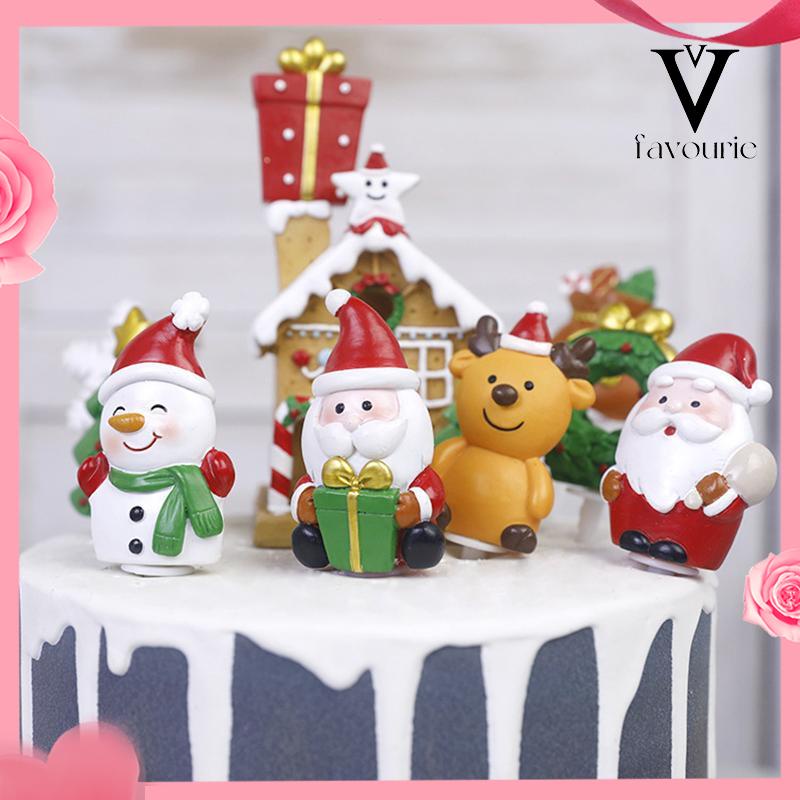 [COD]Ornamen dekorasi kue natal  kotak hadiah Santa Claus  makanan penutup pesta plug-in resin rusa-FA