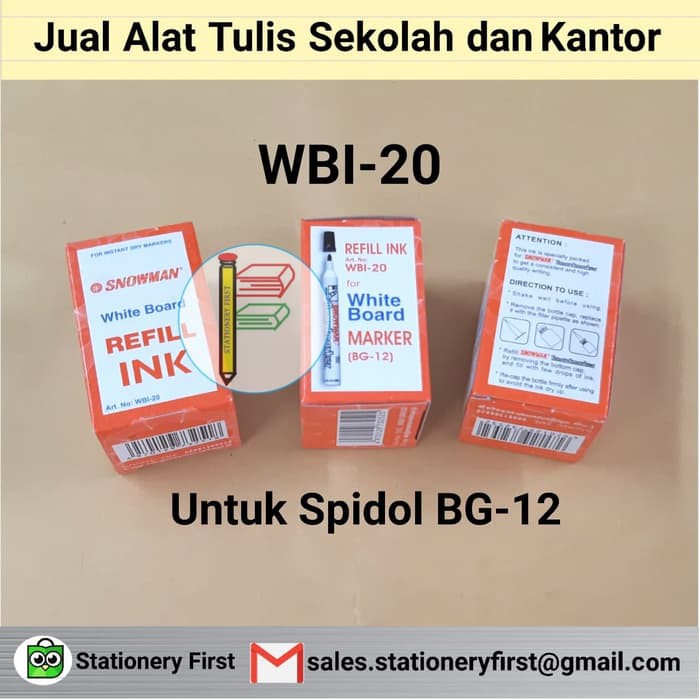 

OPEN SALE TINTA ISI ULANG SPIDOL WHITE BOARD PAPAN TULIS SNOWMAN WBI-20 HITAM