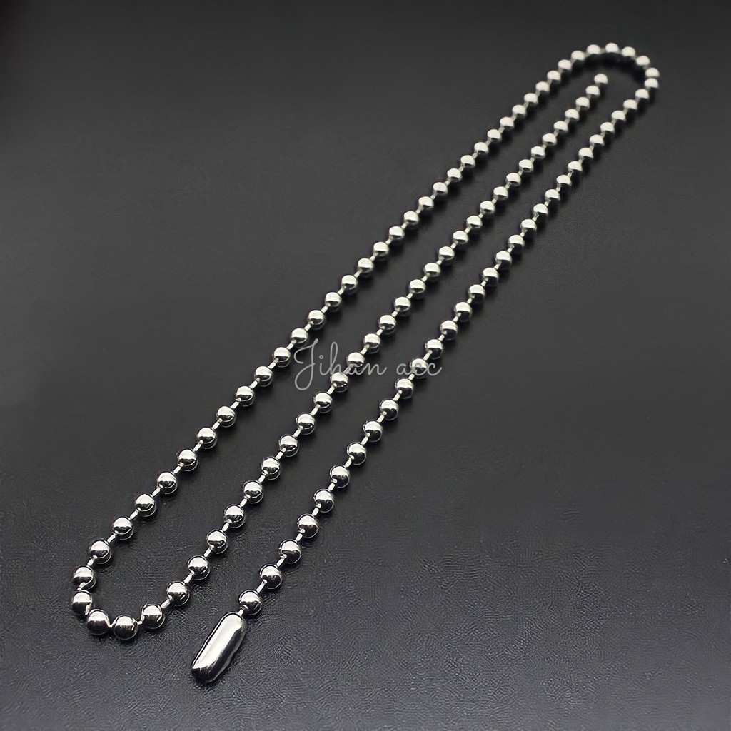 TERMURAH Kalung MCI Rantai Titanium Anti Karak Pria Wanita Cowok Cewek Silver Perak Quantum Pendant