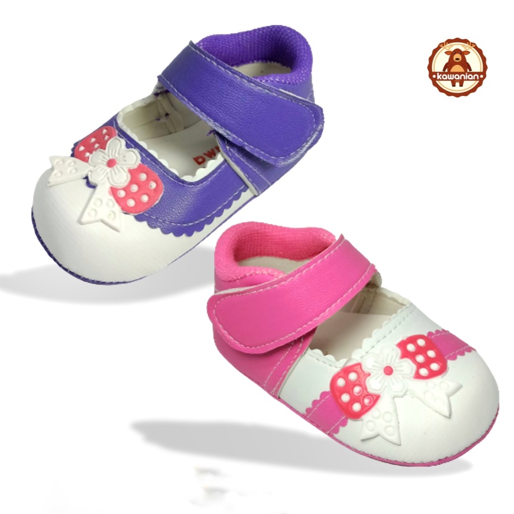 Sepatu Bayi Pita Perempuan Fanta &amp; Ungu Bayi Cewe Lucu