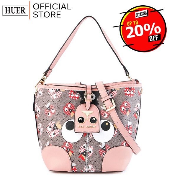 HUER ~ Egiwhe Eye Theme Printed Bucket Bag 9454-175Pink