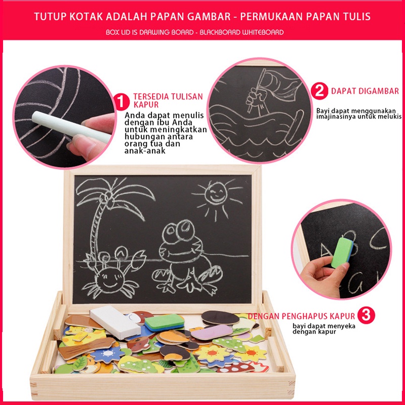 Mocababy Educational Magnetic Puzzle Board 100 Pcs Mainan Papan Tulis Anak Mainan Bayi