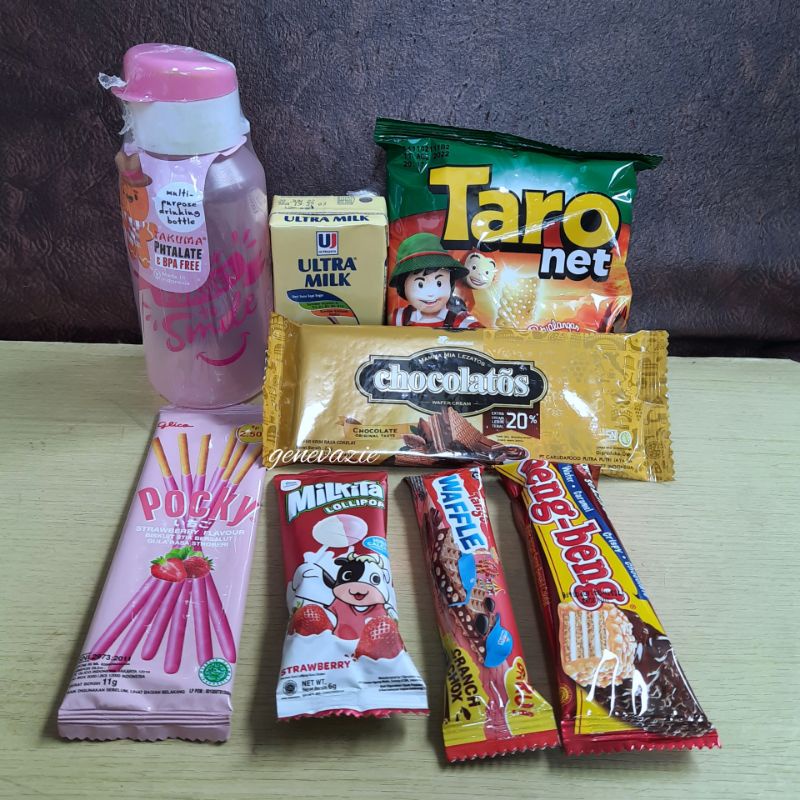 

Paket snack ulang tahun botol minum flip top 350ml free kartu ucapan
