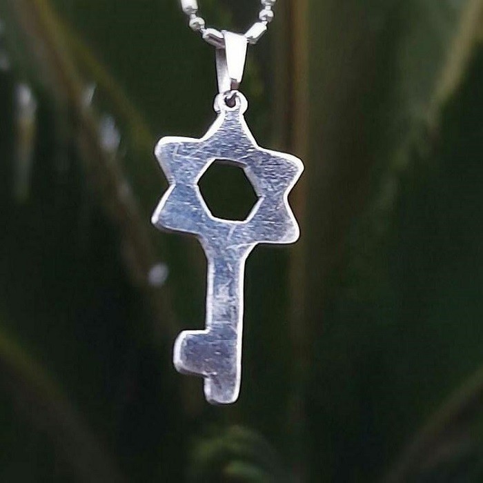 Kalung Kunci Daud Monel Anti Karat Star Of David Aksesoris Fashion Wanita Kristen Profetik Bahtera