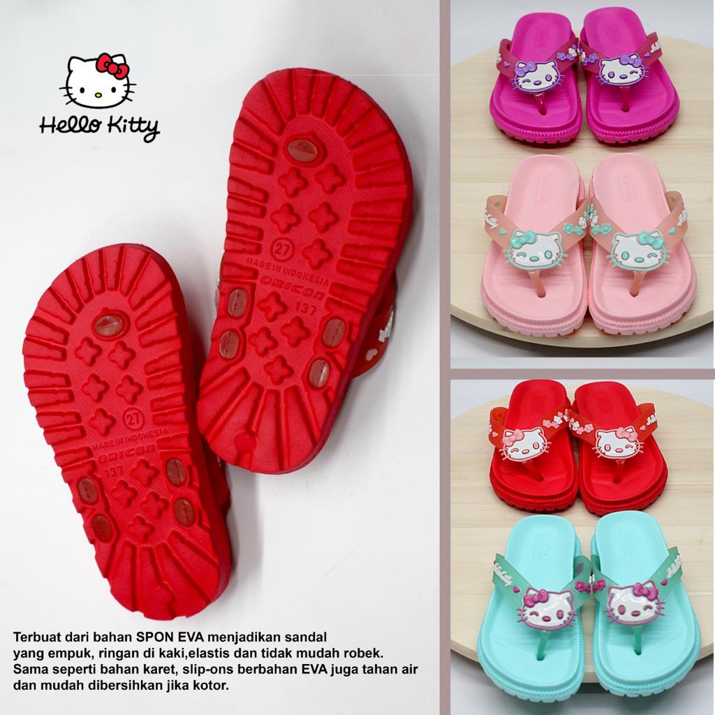 Sandal Anak Perempuan Sandal Jepit Bahan Karet Terbaru Motif Hello Kitty Size 24-35