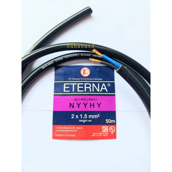 Kabel Eterna NYYHY 2x1.5 / eterna serabut 2x1,5 hitam