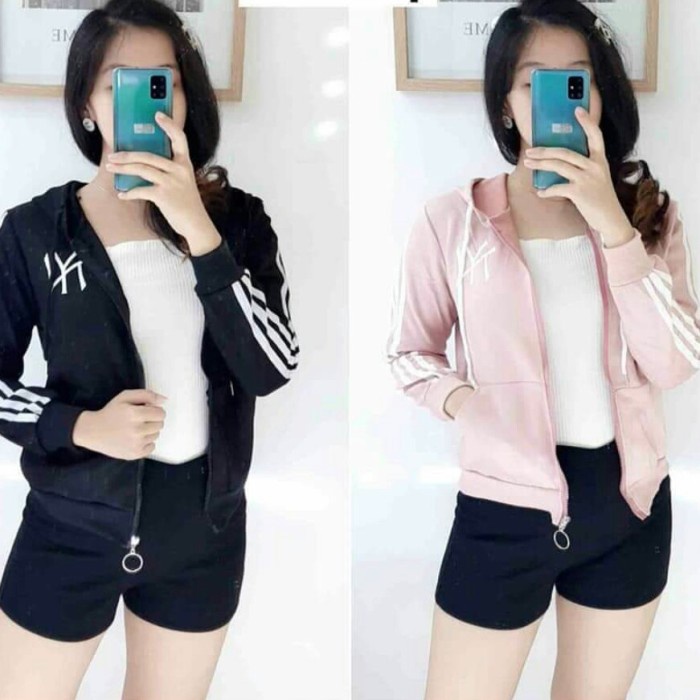 Jaket Wanita jaket cewek fashion wanita cantik trendy terbaru e-ny list - navy(I1O9) Jaket Wanita Ke