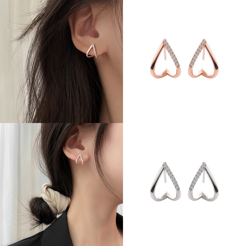 【COD Tangding】Anting Stud Bentuk Hati Gaya Simple Untuk Wanita