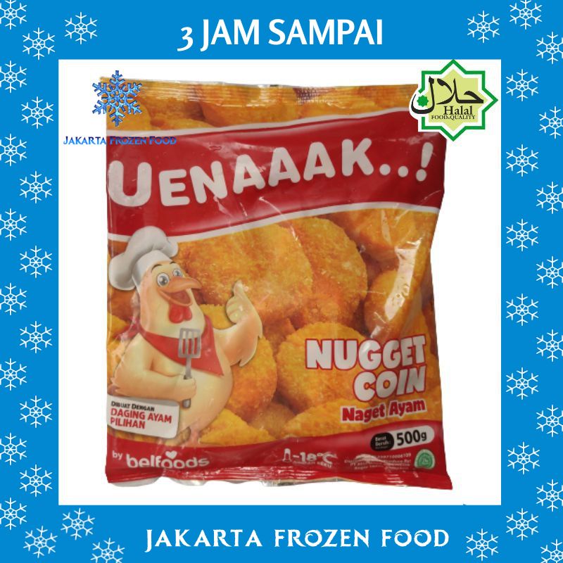 

BELFOODS UENAK Chiken Nugget Coin 500gr Naget Ayam