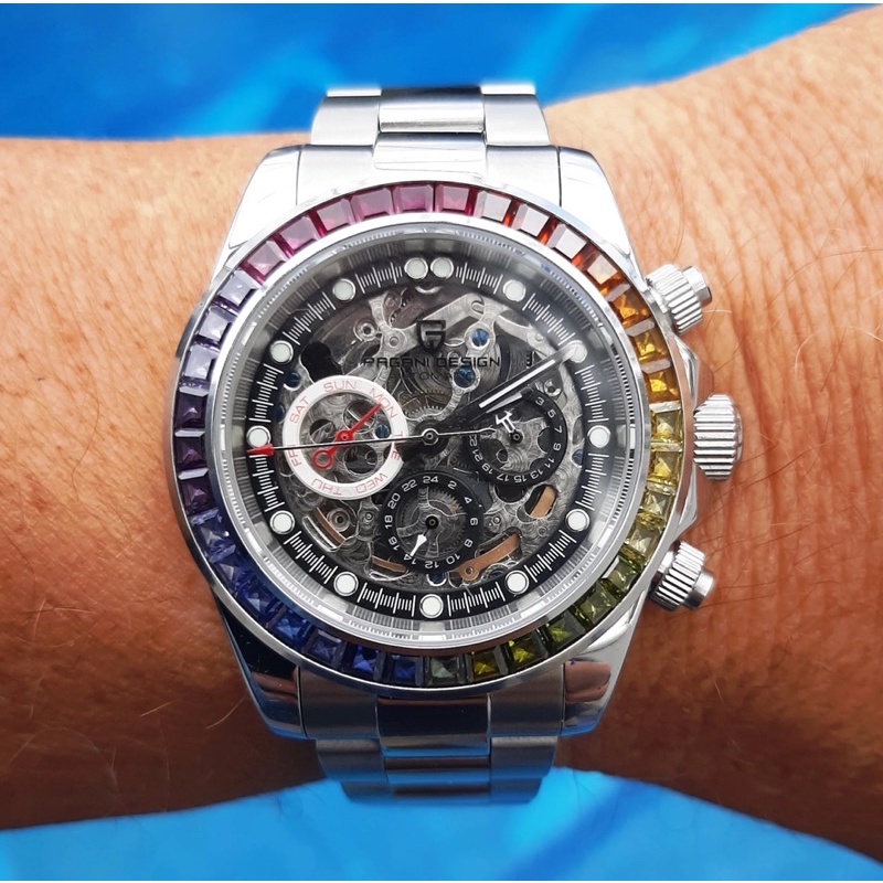 Jam Tangan Pagani Design Automatic Homage Daytona Cosmograph Rainbow La Montoya Openwork