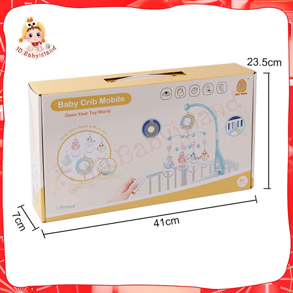 [cod] Baby Crib Mobile 0-12 Bulan Mainan Rattle Music Remote Control Memutar Bel Tempat Tidur 4 Warna