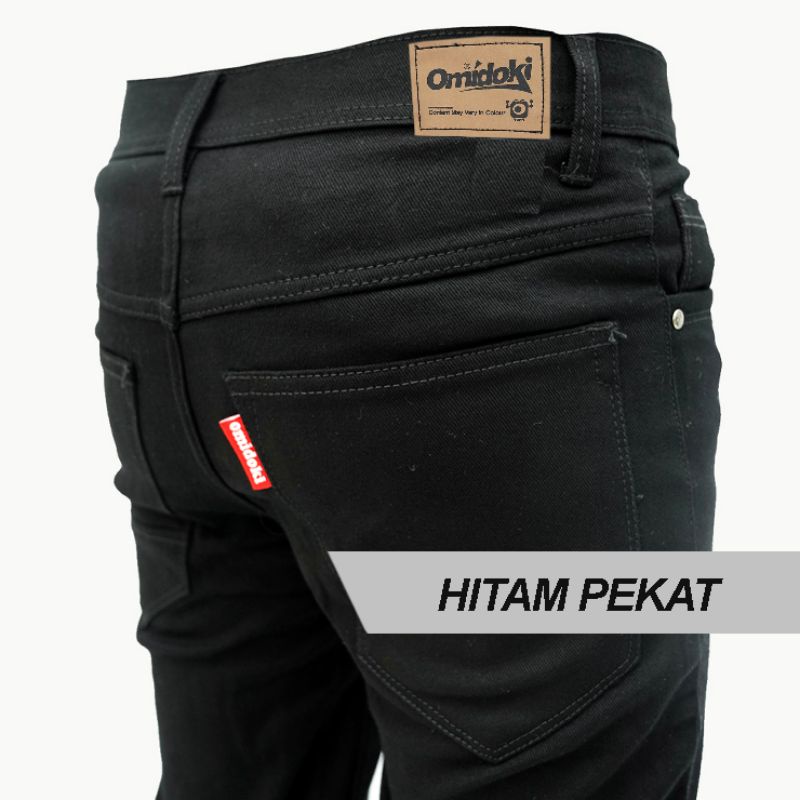 Omidoki Celana Panjang Jeans Pria Hitam Stretch Denim Black