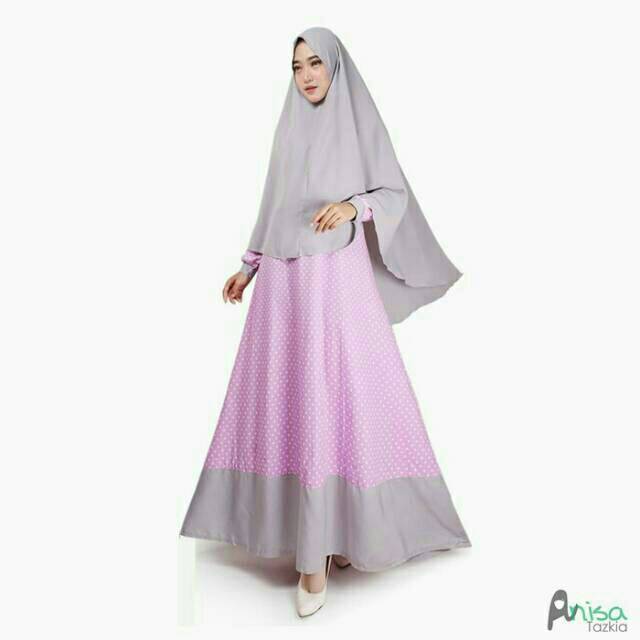 SETELAN GAMIS SYARI POLKA | SET GAMIS +KHIMAR