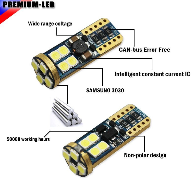 Lampu LED Mobil Motor T10 CANBUS 12 MATA ADN 3030 Senja Sein Plafon