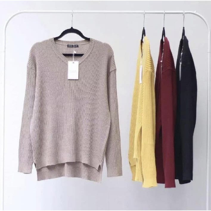 Baju Rajut Polos Boxy Vneck Terlaris Atasan wanita