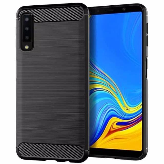 Silicon carbon fiber Samsung a7 2018 3 camera soft case cover casing