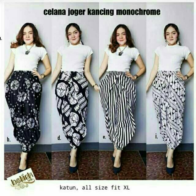 Celana Jogger Kancing Monochrome Batik Aladin Pants
