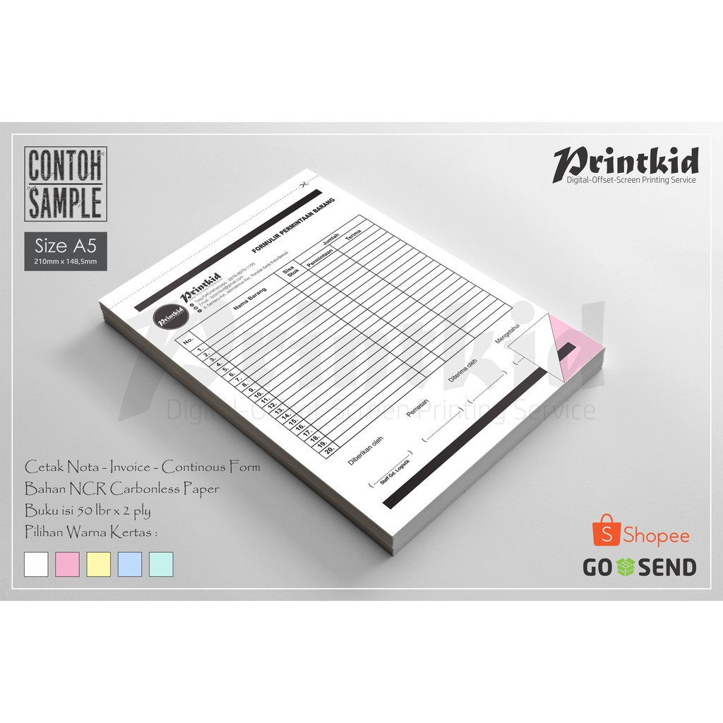 Cetak Notakwitansi Ukuran A5 2 Ply