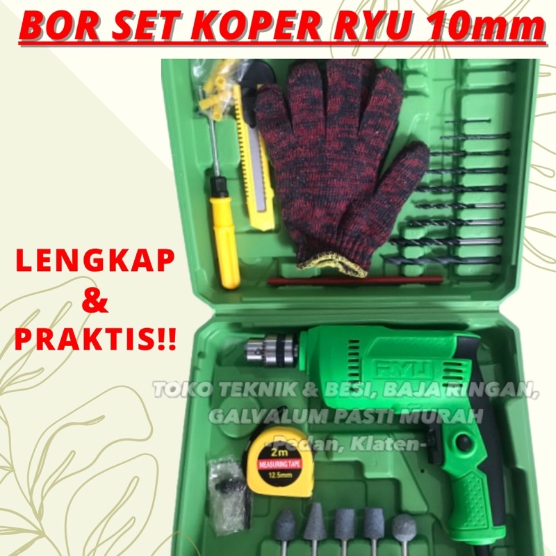 Jual Mesin Bor Set Koper RYU TEKIRO 10mm RDR10-3REB Drill Set RDR 10-3 ...