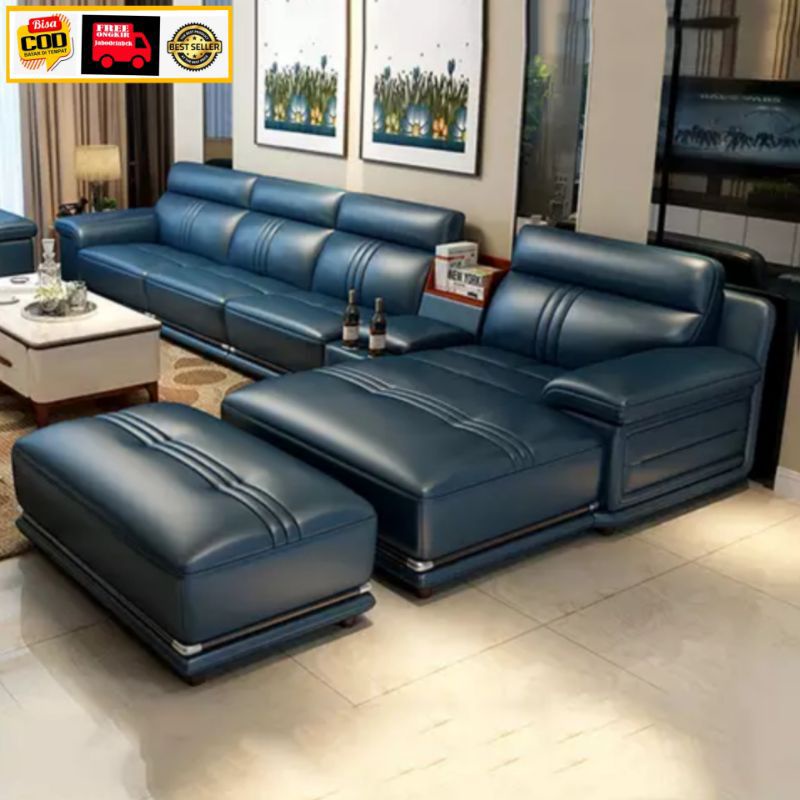 Sofa Kulit Sintetis Sofa Tamu Elegant Mewah Sofa Kulit Nuansa Mewah Sofa Pilihan Keluarga
