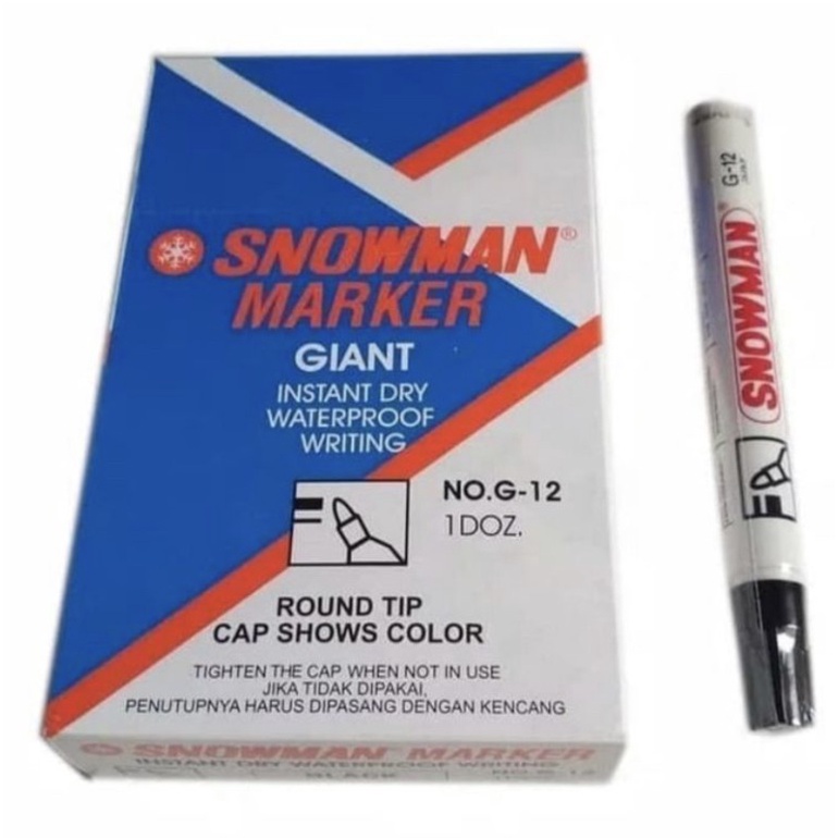 3 pcs Spidol Permanen Snowman Permanent Marker G 12 Original