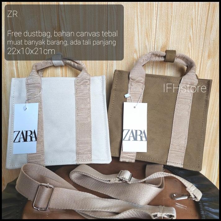 Bag Canvas - Zr Mini Canvas Tote Bag With Slogan / Tas Zara Fh52 / Tas Import