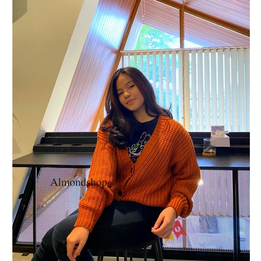 Shila Cardigan Rajut Premium / Cardigan Oversize / Cardigan Crop Wanita / Cardi Rajut-Coral