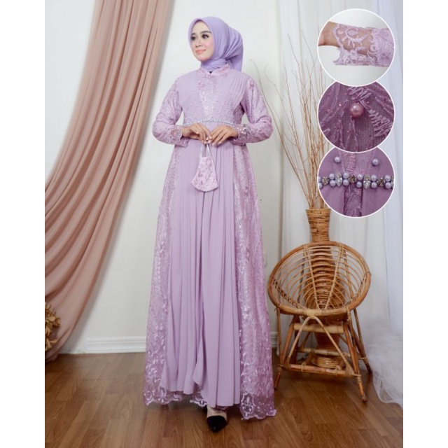 Malika Dress Gamis Malika Brokat Dress cantik