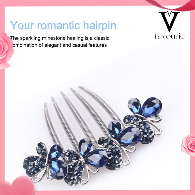 [COD]Kupu-kupu Berlian Imitasi Jepit Rambut Wanita Perhiasan Dewasa Sisir Rambut Mengkilap Elegan-FA