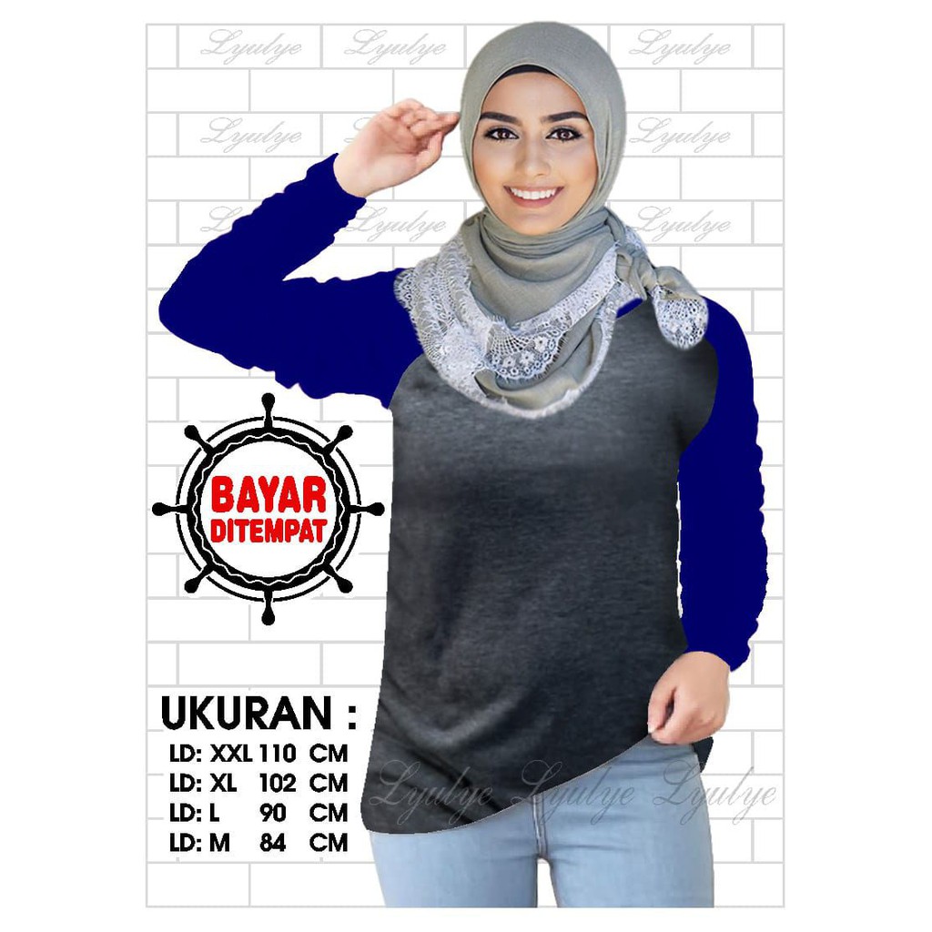 Kaos Raglan (POLOS)/Kaos Wanita Lengan Panjang/ Kaos Wanita/ Kaos Cewek/ Kaos Oblong/Misty