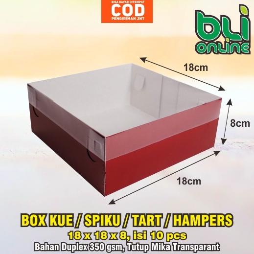 

{{{{{{] Box Kue 18x18x8 isi 10 pcs / Dus Spiku / Kardus Tart / Kotak Pudding