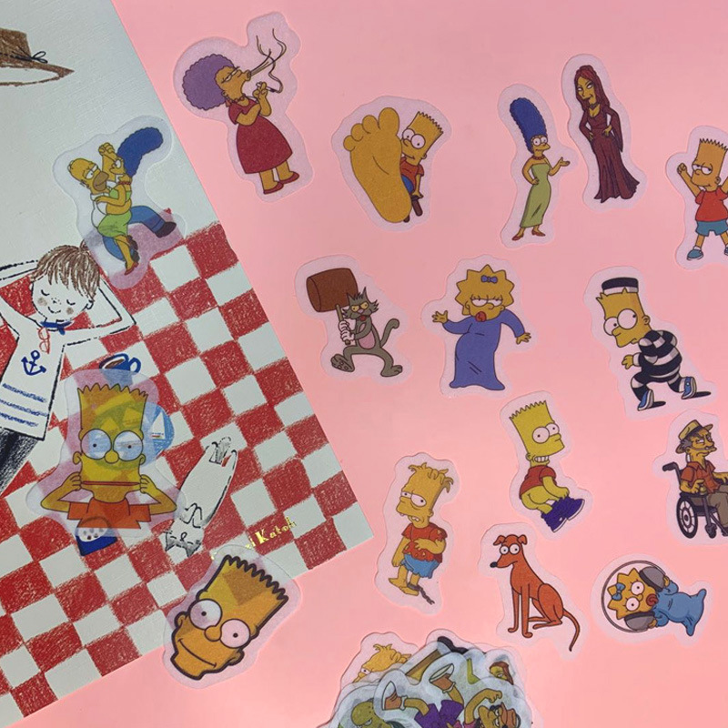 40 anime Simpsons cartoon and paper hand account sticker pack diy decoration diary book album hand account sticker