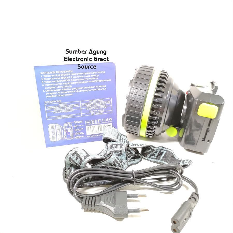 Senter Kepala Push On HL2250 50W Jumbo Besar Super Terang LED 50 Watt