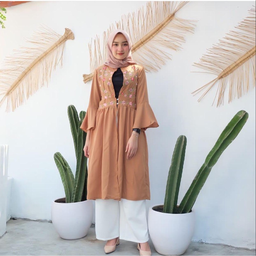 1KG MUAT 4PCS | SERAFINE LONG OUTER BORDIR EMBROIDERY PREMIUM KARDIGAN BOHEMIAN FASHION MUSLIMAH