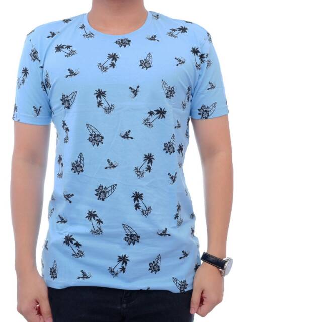Kaos tshirt pria cowok motif bunga kembang