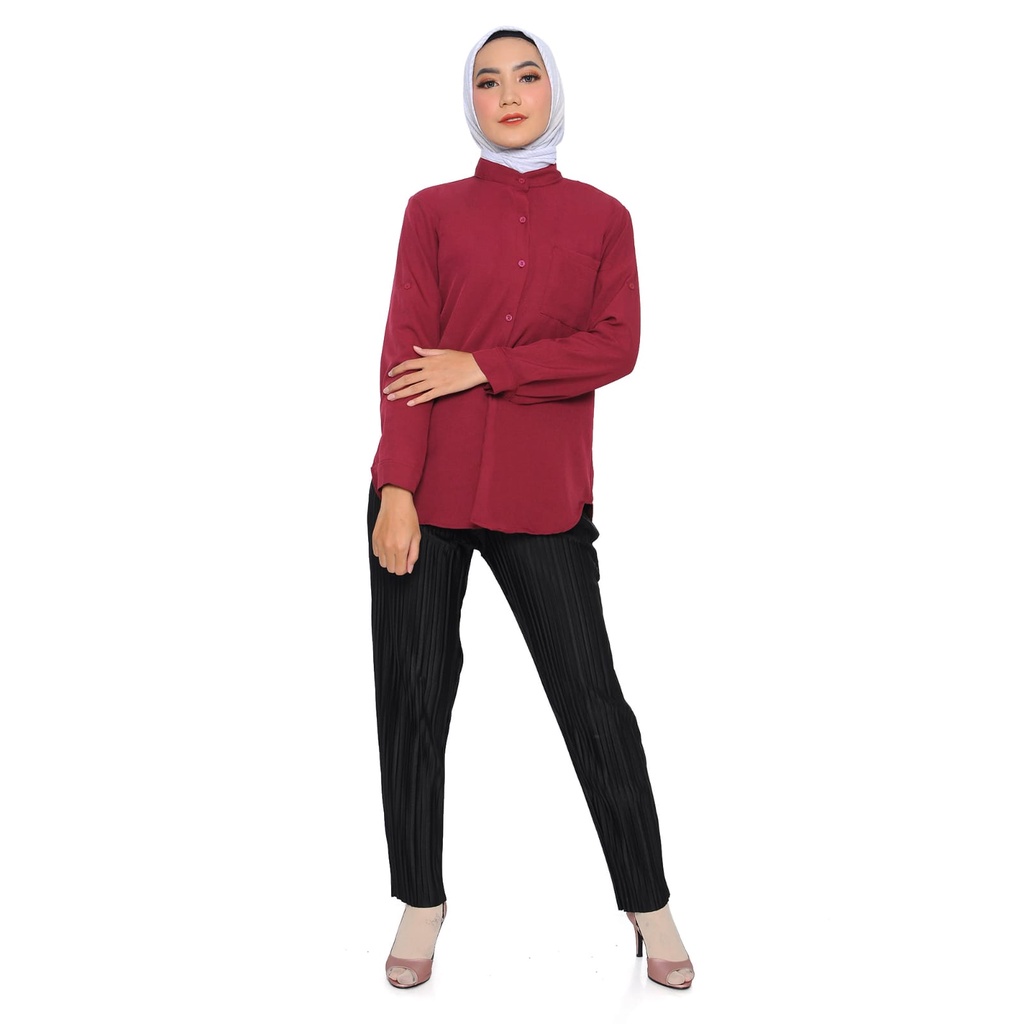 Aurel blouse/giovany shirt atasan kemeja polos wanita basic shakila impor