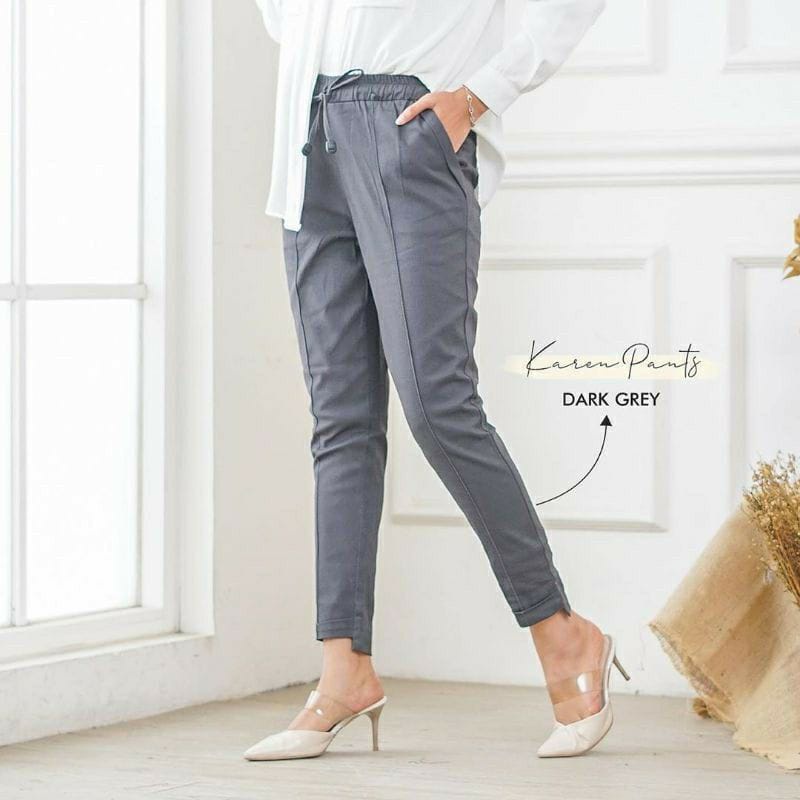 CELANA WANITA BAGGY PANTS AMERICAN DRILL PREMIUM GRADE A ( HALUS DAN TEBAL ) / BEGY PANT PENSIL SKINY / TLAI PINGGANG FULL KARET