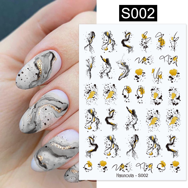 Harunouta 1 Lembar Stiker Kuku 3D Motif Hati / Daun Warna Ungu Untuk Dekorasi Nail Art DIY