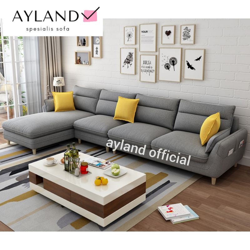 Sofa Retro Ruang Tv Minimalis Leter L Mewah