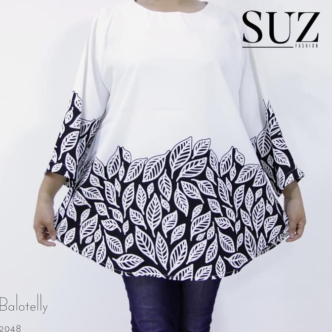FASHION WANITA  ATASAN BLOUSE WANITA JUMBO SUZ X LINA-2048 - PUTIH {PRODUK TERBARU}