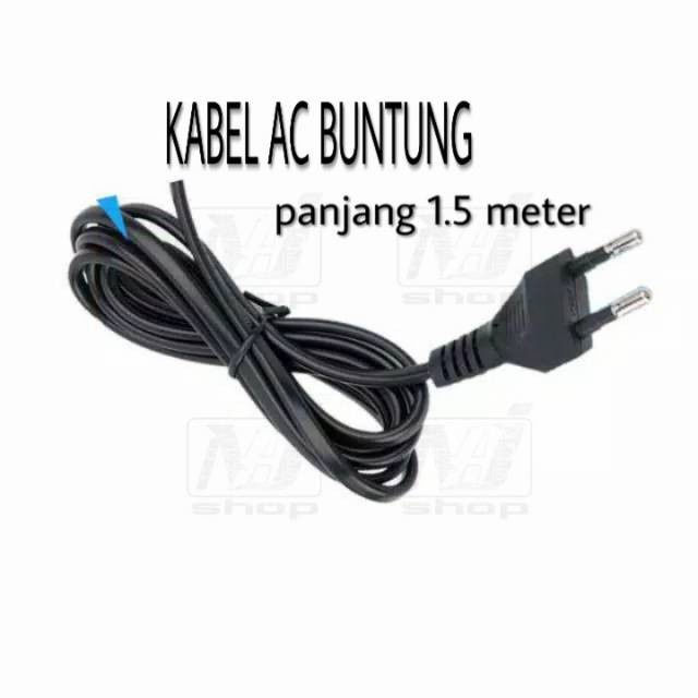 Kabel Power AC Buntung / Kabel isi 2 Buntung/Kabel Serbaguna/Sambungan Kabel AC buntung 1,5Meter ban