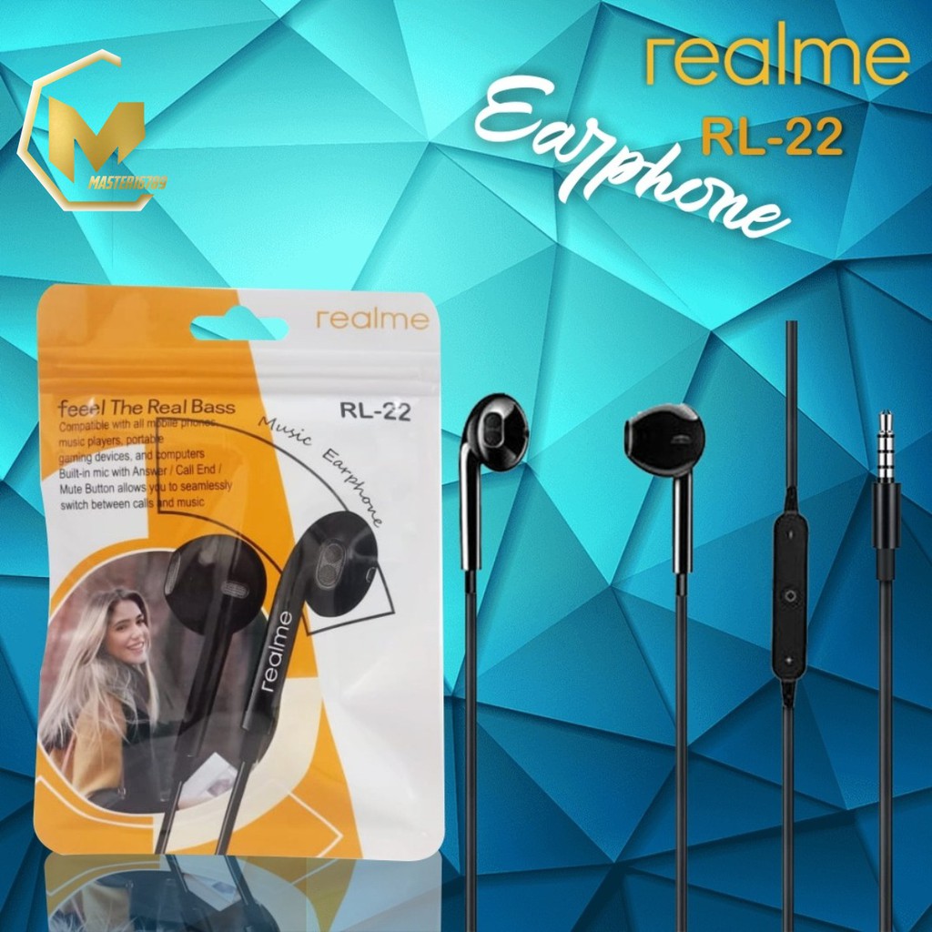 BM087 Headset heasdfree hf ORI REALME RL-22 mega BASS Jack 3.5mm 2 3 5 6 7 8 pro c1 c2 c20 c21 MA1105