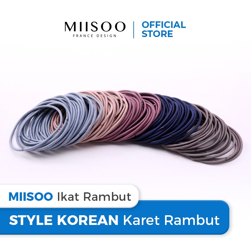 MIISOO Ikat Rambut isi 100pcs Style Korean Karet Rambut-2