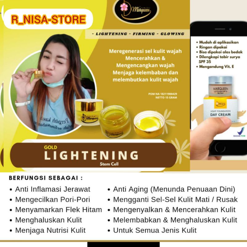 DAY CREAM & NIGT CREAM MARQUEEN ,PAKET CREAM SIANG DAN MALAM MARQUEEN 100% ORIGINAL, LIGHT FONDATION