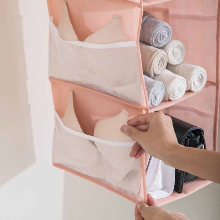 Rak Tas Kain Gantung Lemari Tempat Penyimpanan Pakaian Baju 4 Susun