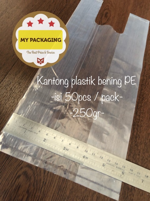 Kantong plastik BENING 15 PE TEBAL 15cm - 250Gr/pack isi 35pcs - 2 cup Kresek Transparan Tebal