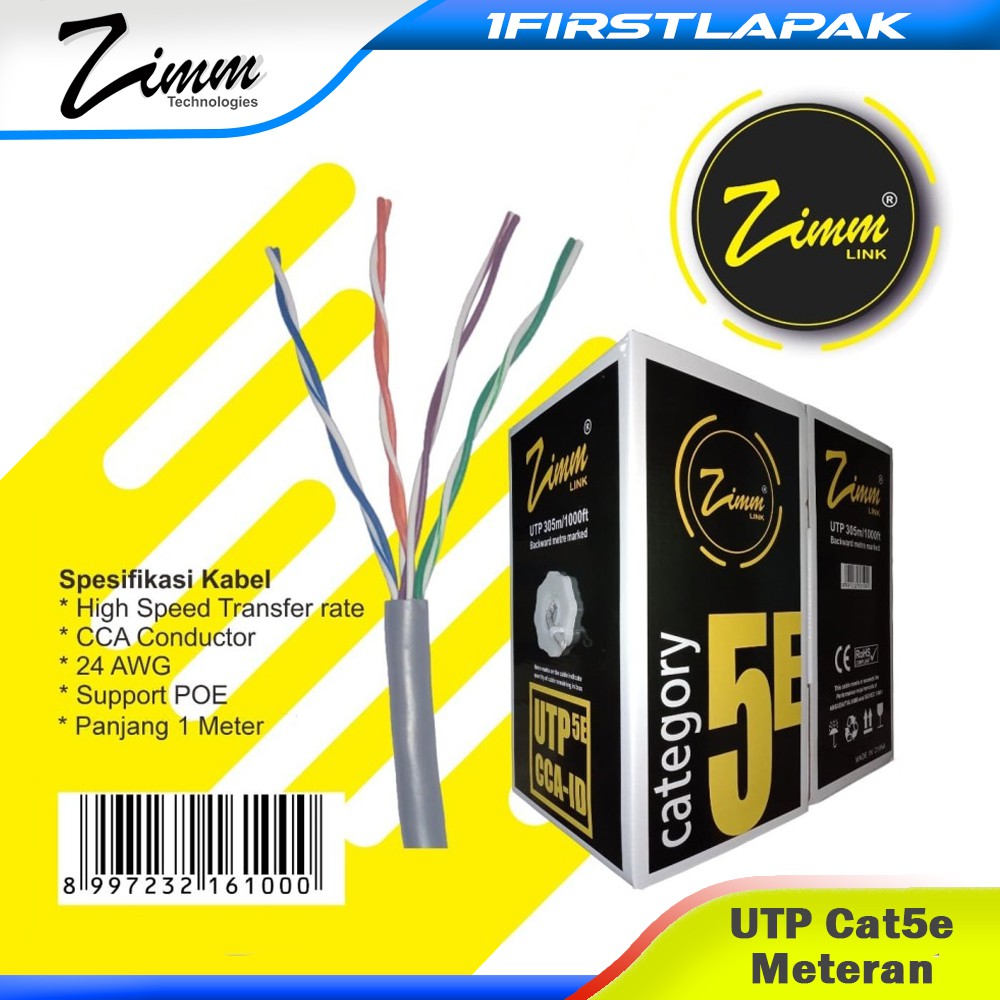 Kabel Lan FTP STP UTP Cat 5e Outdoor CCA Single Jaket Zimmlink Ecer Permeter Kabel Lan Indoor-1